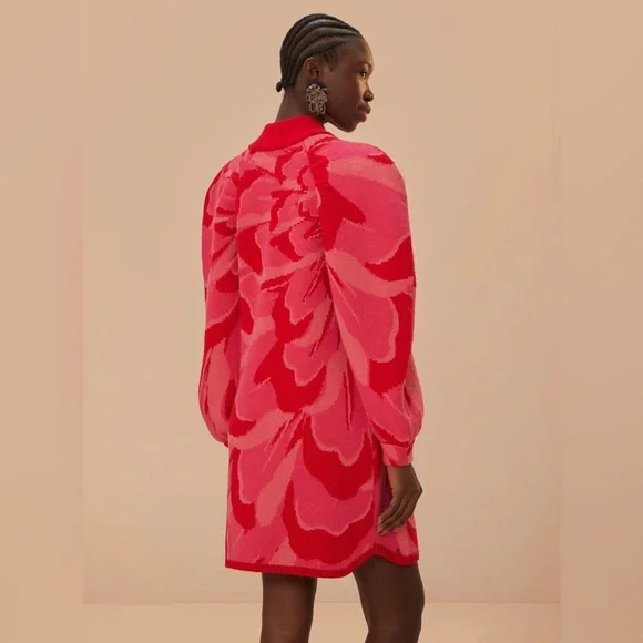 FARM Rio Bold Flowers Knit Mini Dress Large - Picture 2 of 5